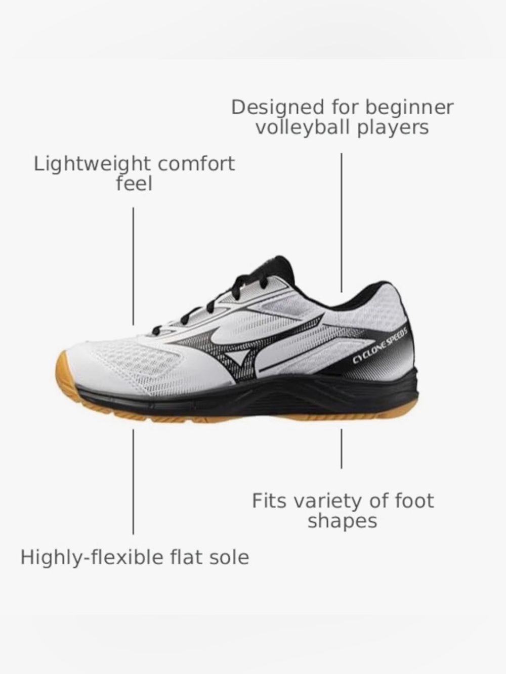 Mizuno Women’s Cyclone Speed 3 White, Black & Gum Volleyball Shoe Size 9.5 NWT - Picture 4 of 10